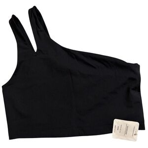 NWT Fabletics Asymmetrical Double Strap Midi Bra Black Size Large